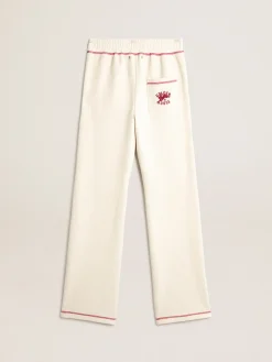 Cheap Golden Goose Calça de jogging Feminina na cor branco heritage com logo CNY Cor: branco heritage