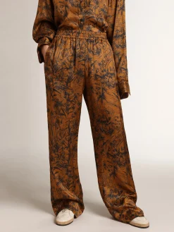New Golden Goose Calça de jogging feminina marrom dourado com estampa caderno de viagem Cor: marrom dourado