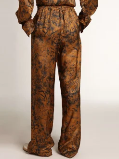 New Golden Goose Calça de jogging feminina marrom dourado com estampa caderno de viagem Cor: marrom dourado