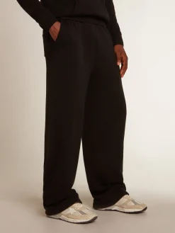 Sale Golden Goose Calça de jogging masculina misto caxemira preta Caxemira de baixo impacto