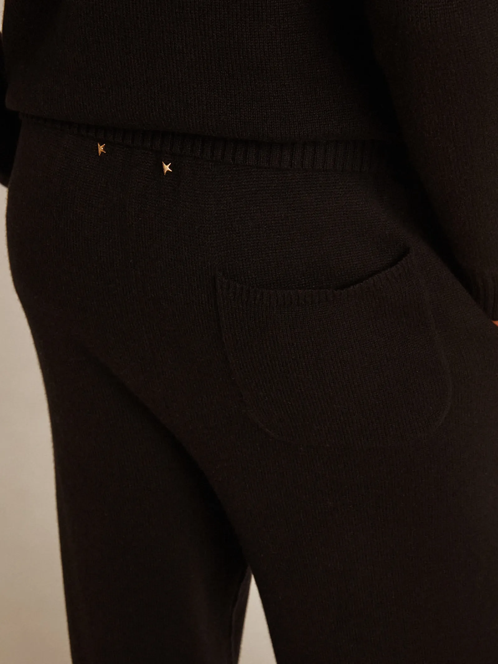 Sale Golden Goose Calça de jogging masculina misto caxemira preta Caxemira de baixo impacto