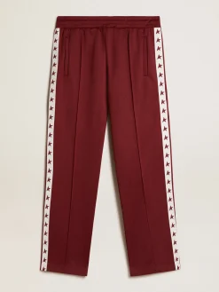 Sale Golden Goose Calça de jogging masculina bordô com estrelas nas laterais Star Collection