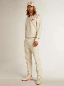 Best Sale Golden Goose Calça de jogging Masculina na cor branco heritage com logo CNY Cor: branco heritage