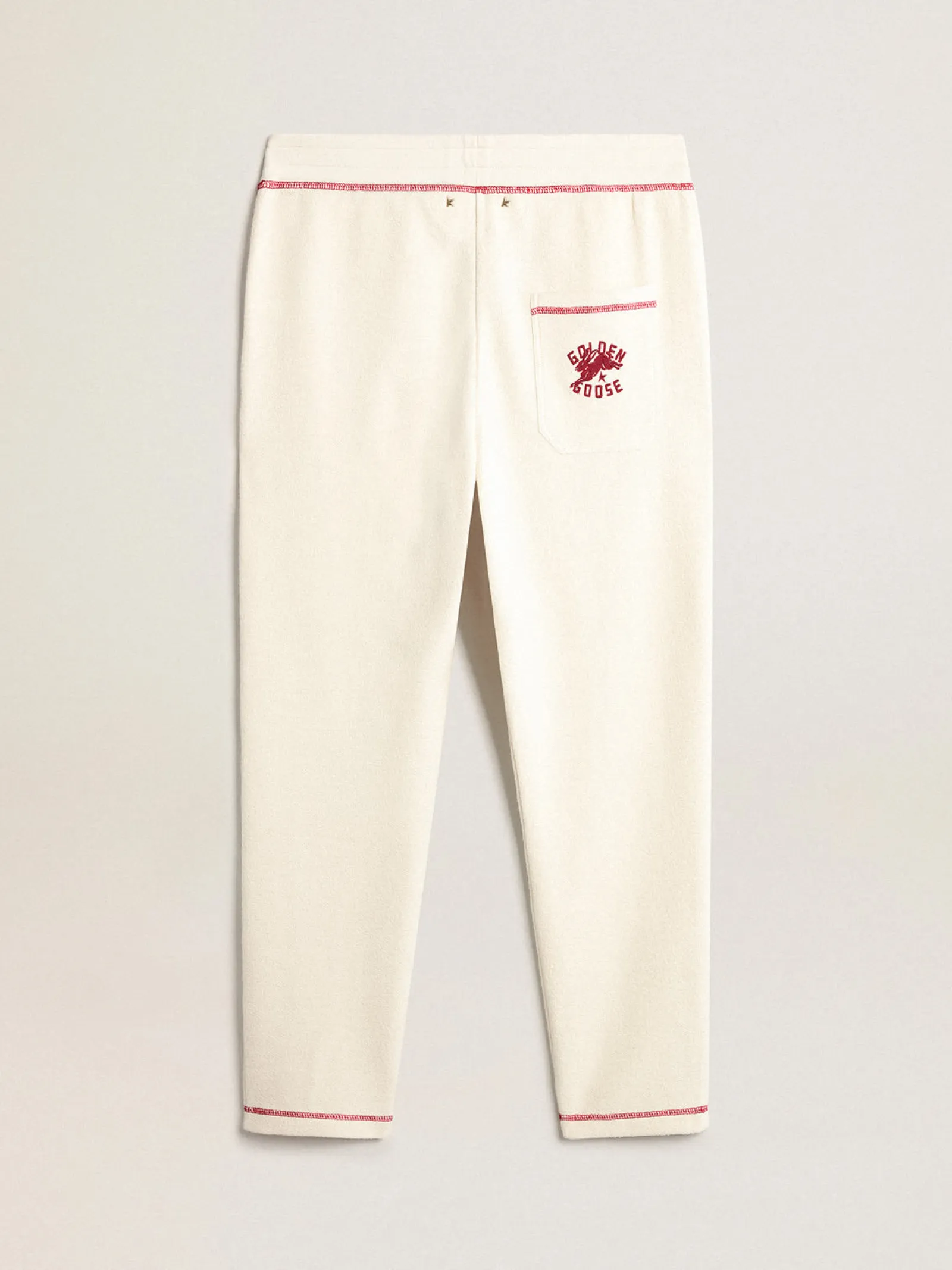 Best Sale Golden Goose Calça de jogging Masculina na cor branco heritage com logo CNY Cor: branco heritage