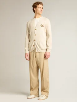 Outlet Golden Goose Calça de jogging masculina cor de areia com bolso atrás Cor: areia
