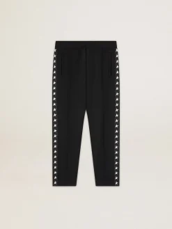 Cheap Golden Goose Calça de jogging masculina preta com estrelas brancas nas laterais Star Collection