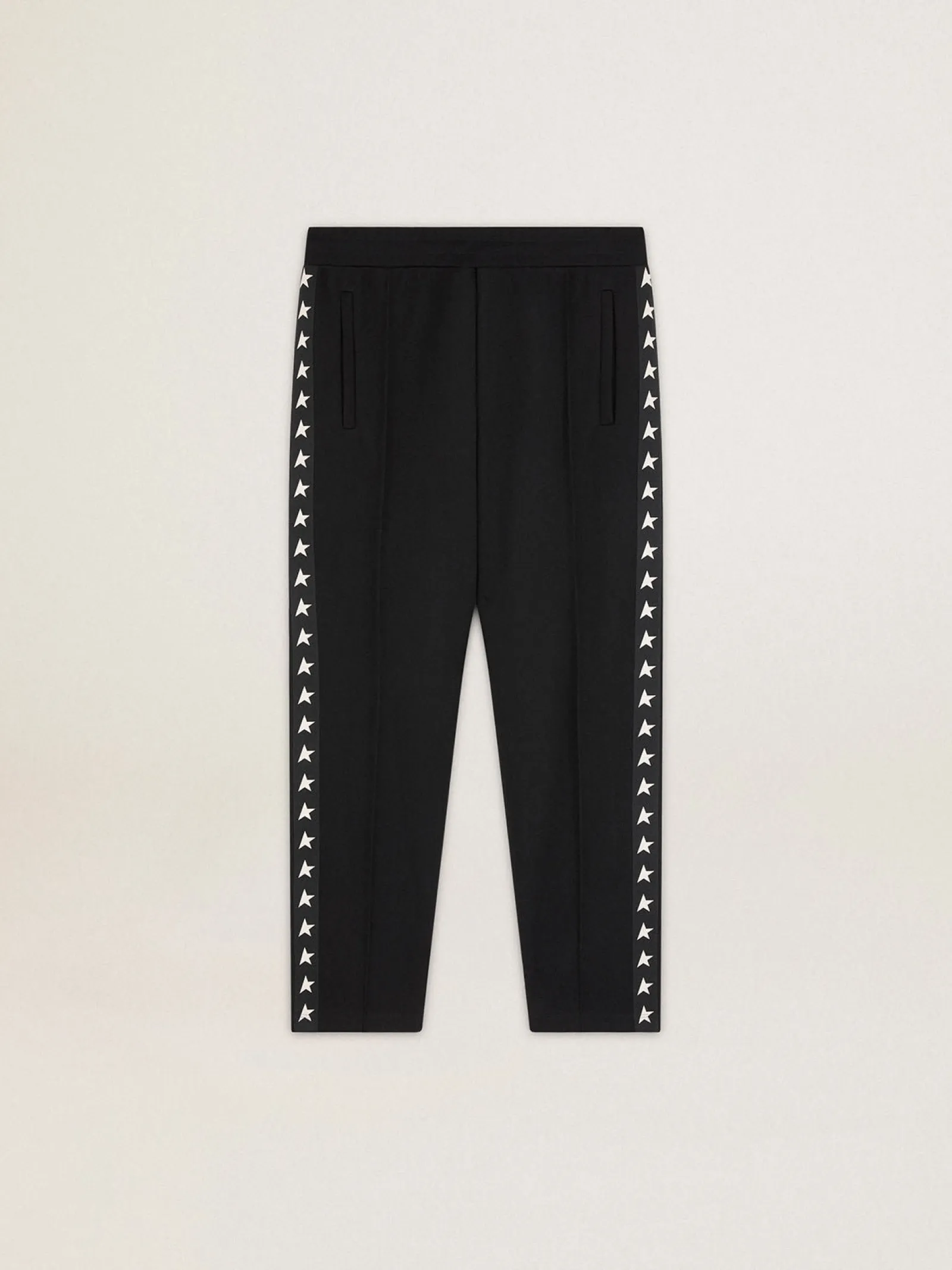 Cheap Golden Goose Calça de jogging masculina preta com estrelas brancas nas laterais Star Collection