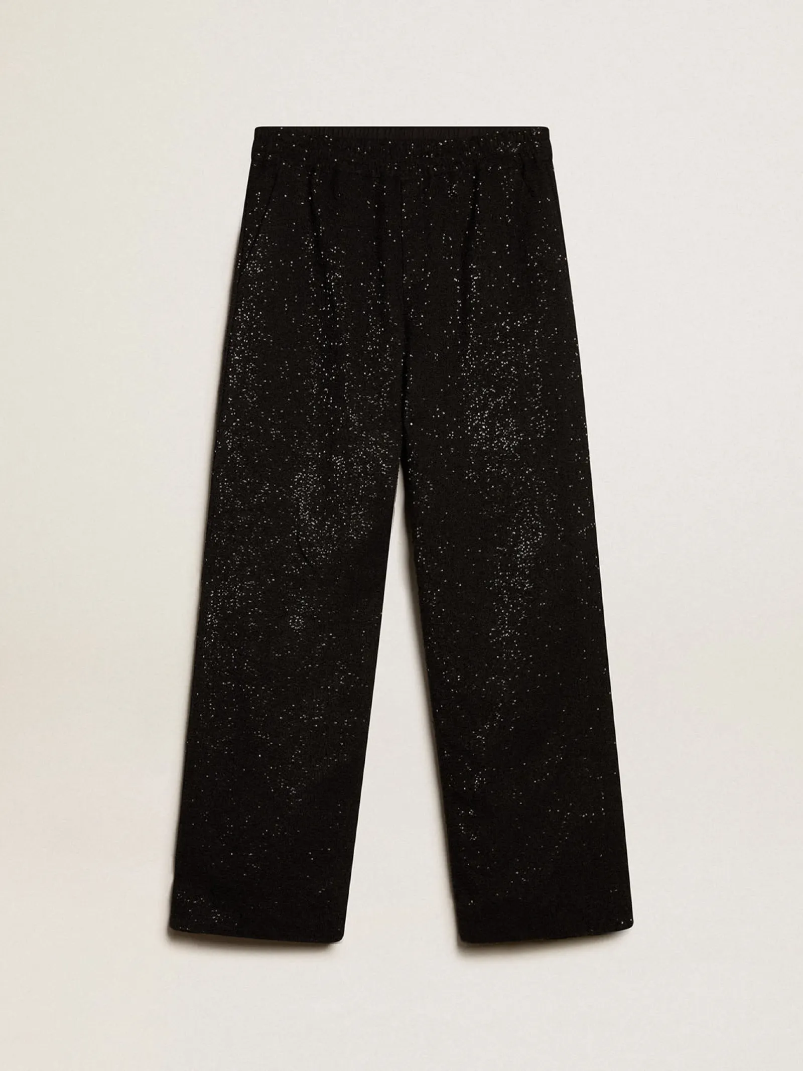 Cheap Golden Goose Calça de jogging masculina em misto linho preto com lantejoulas Coleção Journey