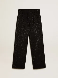 Cheap Golden Goose Calça de jogging masculina em misto linho preto com lantejoulas Coleção Journey