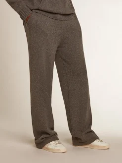 Flash Sale Golden Goose Calça de jogging masculina misto caxemira cinza mescla Caxemira de baixo impacto