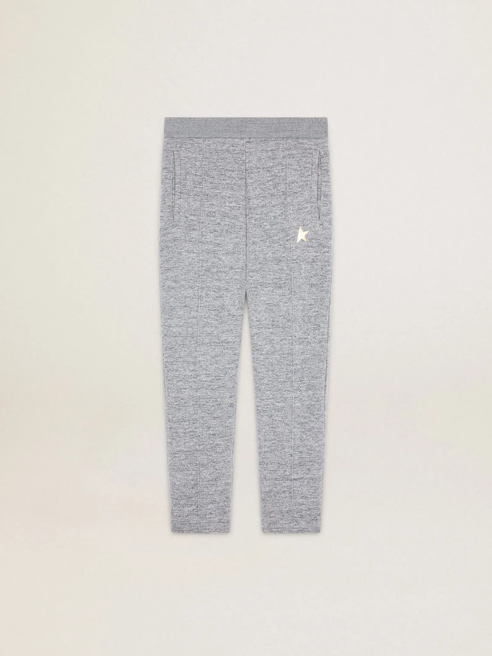 Hot Golden Goose Calça de jogging masculina cinza com estrela dourada na frente Cor: cinza mescla