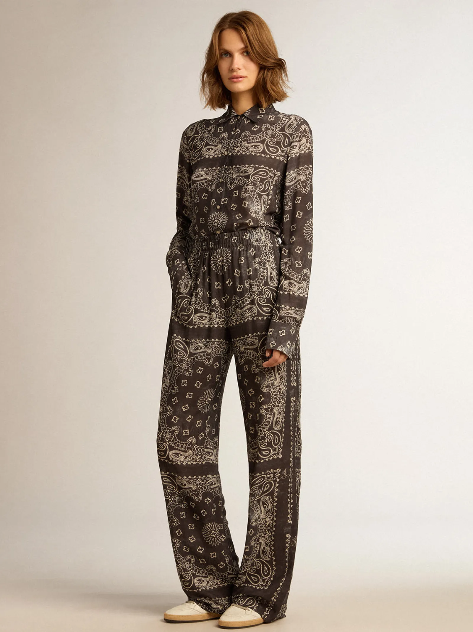 Clearance Golden Goose Calça de jogging na cor antracite com estampa caxemira Golden Collection