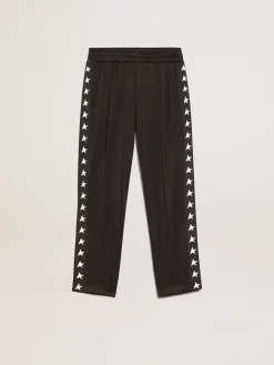Shop Golden Goose Calça de jogging preta com estrelas brancas em contraste Star Collection