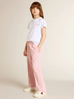Store Golden Goose Calça de jogging rosa com estrela de glitter na frente Cor: rosa