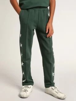Flash Sale Golden Goose Calça de jogging verde brilhante com estrelas em contraste Cor: verde brilhante