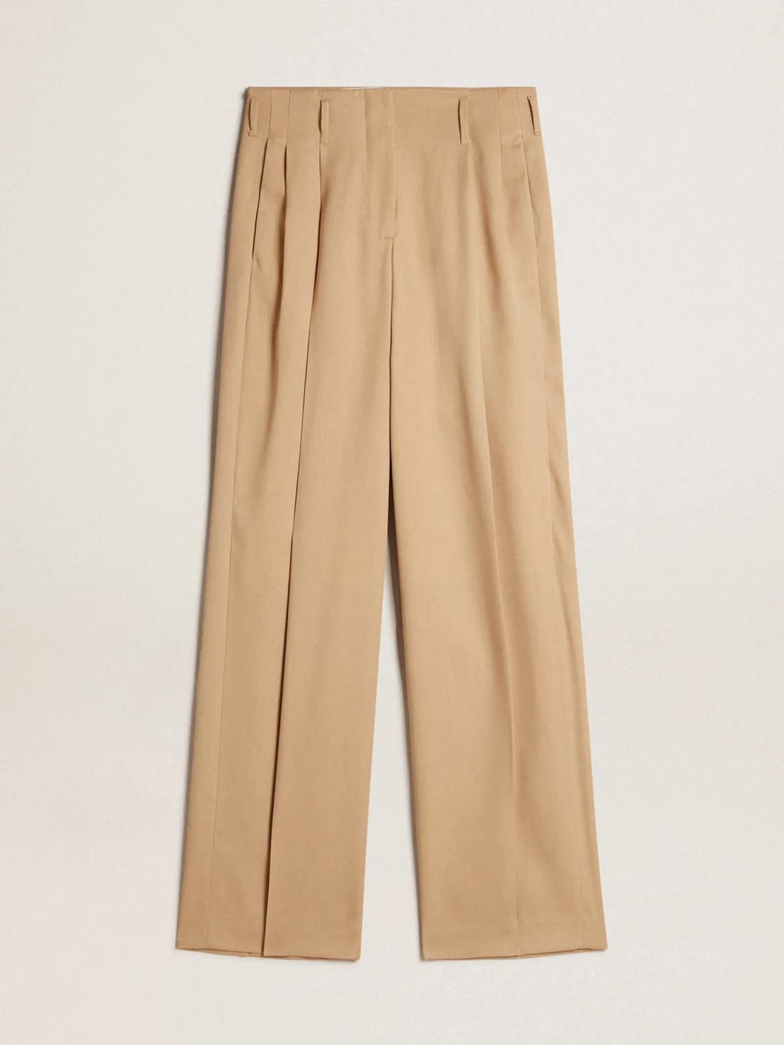 Clearance Golden Goose Calça feminina de gabardine de lã cor areia Golden Collection