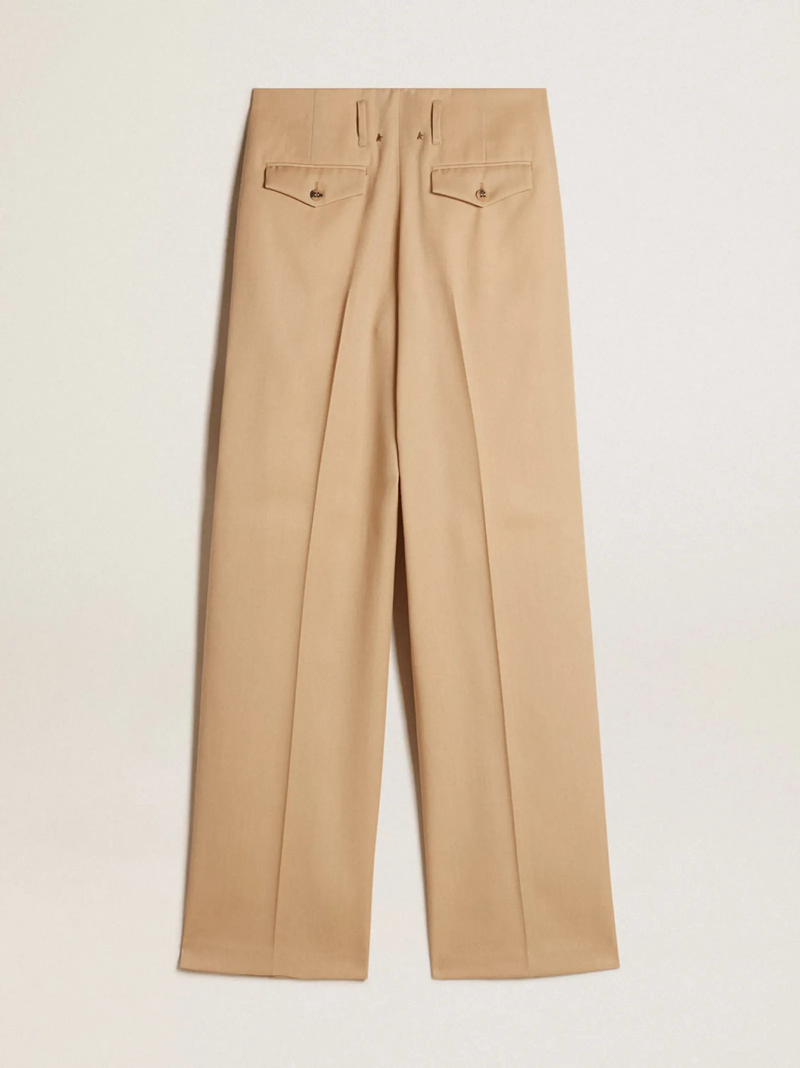 Clearance Golden Goose Calça feminina de gabardine de lã cor areia Golden Collection