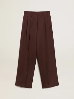 Cheap Golden Goose Calça feminina de gabardine de lã cor café Cor: chicory coffee