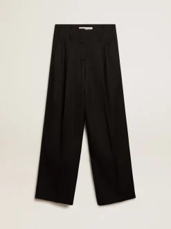 Discount Golden Goose Calça feminina em gabardine de lã preta Coleção Journey
