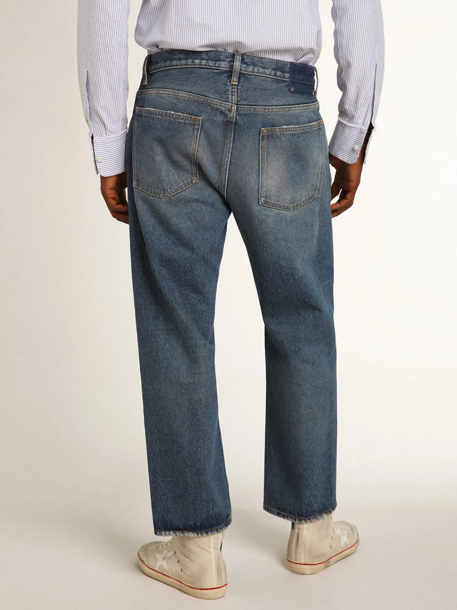Fashion Golden Goose Calça jeans azul com efeito stonewashed Cor: azul