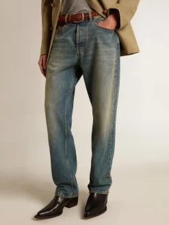 Clearance Golden Goose Calça jeans azul com tratamento usado Coleção Journey