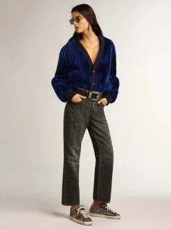 Fashion Golden Goose Calça jeans cinza feminina com estampa de leopardo Cor: cinza