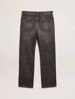 Fashion Golden Goose Calça jeans cinza feminina com estampa de leopardo Cor: cinza