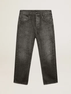 Sale Golden Goose Calça jeans cinza masculina com estampa de leopardo Cor: cinza