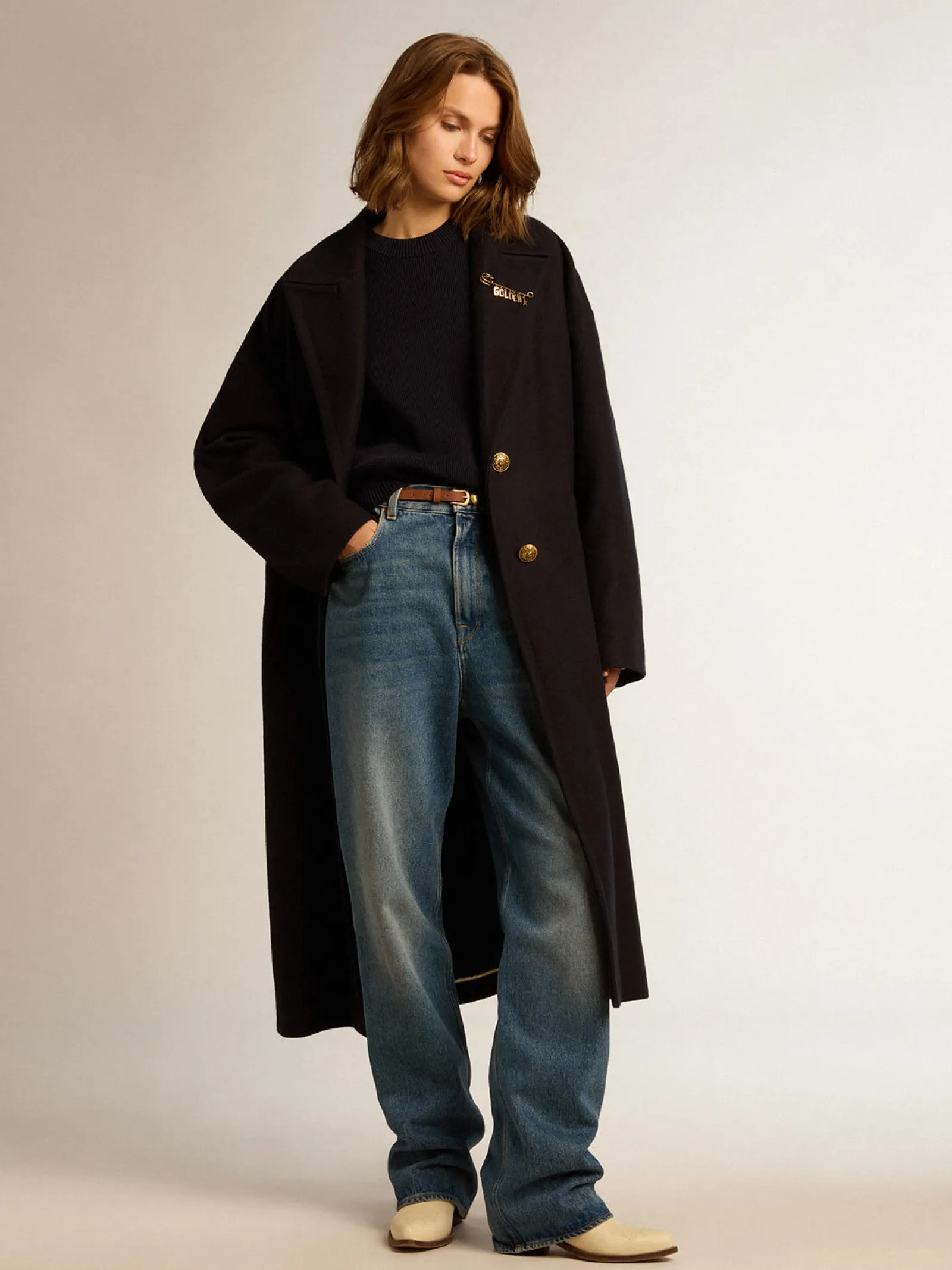 Flash Sale Golden Goose Calça jeans feminina com lavagem média Cor: azul