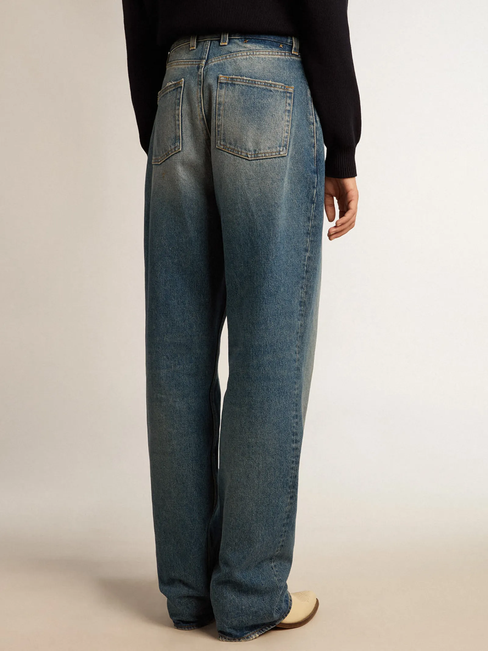 Flash Sale Golden Goose Calça jeans feminina com lavagem média Cor: azul