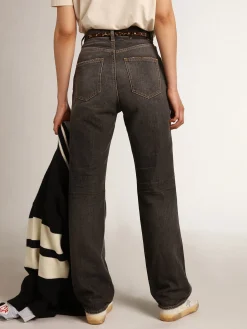 Shop Golden Goose Calça jeans feminina preta com efeito desbotado Cor: preto