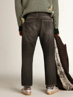 Best Golden Goose Calça jeans masculina preta com efeito stonewashed Cor: preto