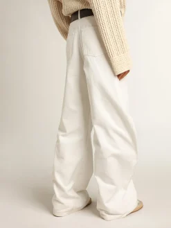 New Golden Goose Calça jeans perna larga de sarja branca Cor: offwhite