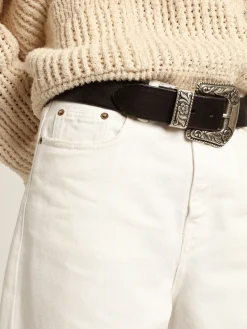 New Golden Goose Calça jeans perna larga de sarja branca Cor: offwhite