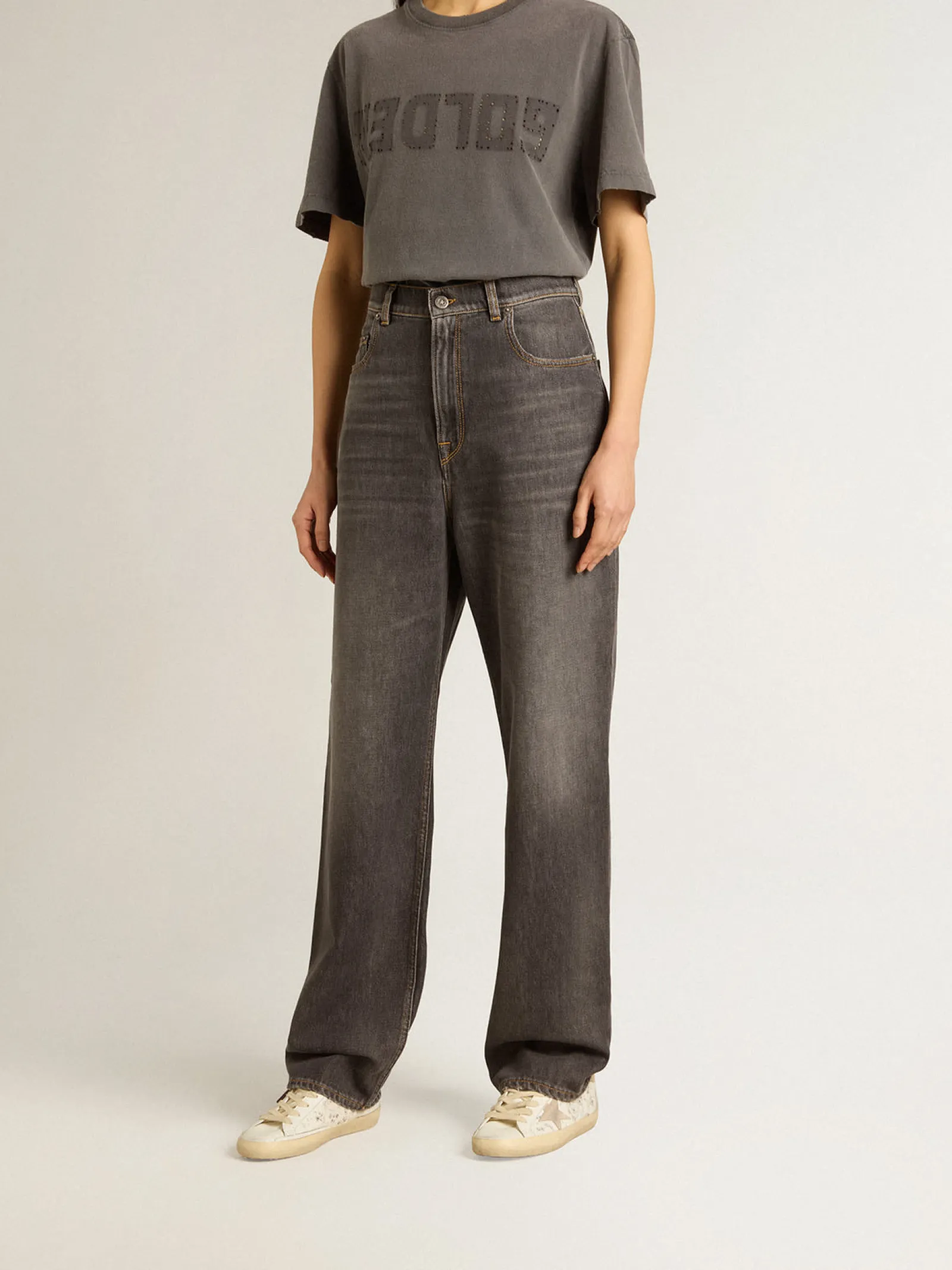Discount Golden Goose Calça jeans preta feminina com bolso impresso Cor: preto