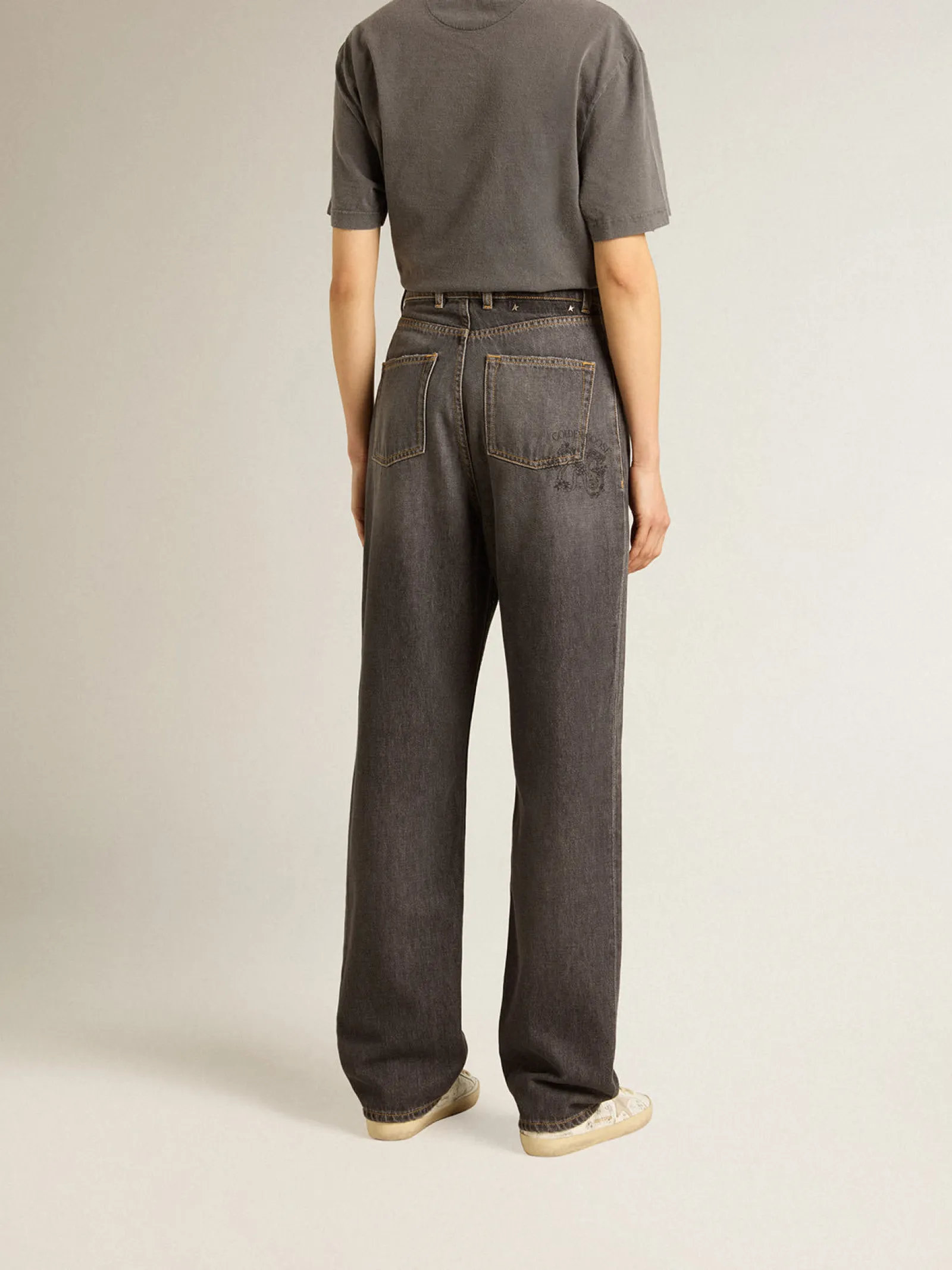 Discount Golden Goose Calça jeans preta feminina com bolso impresso Cor: preto