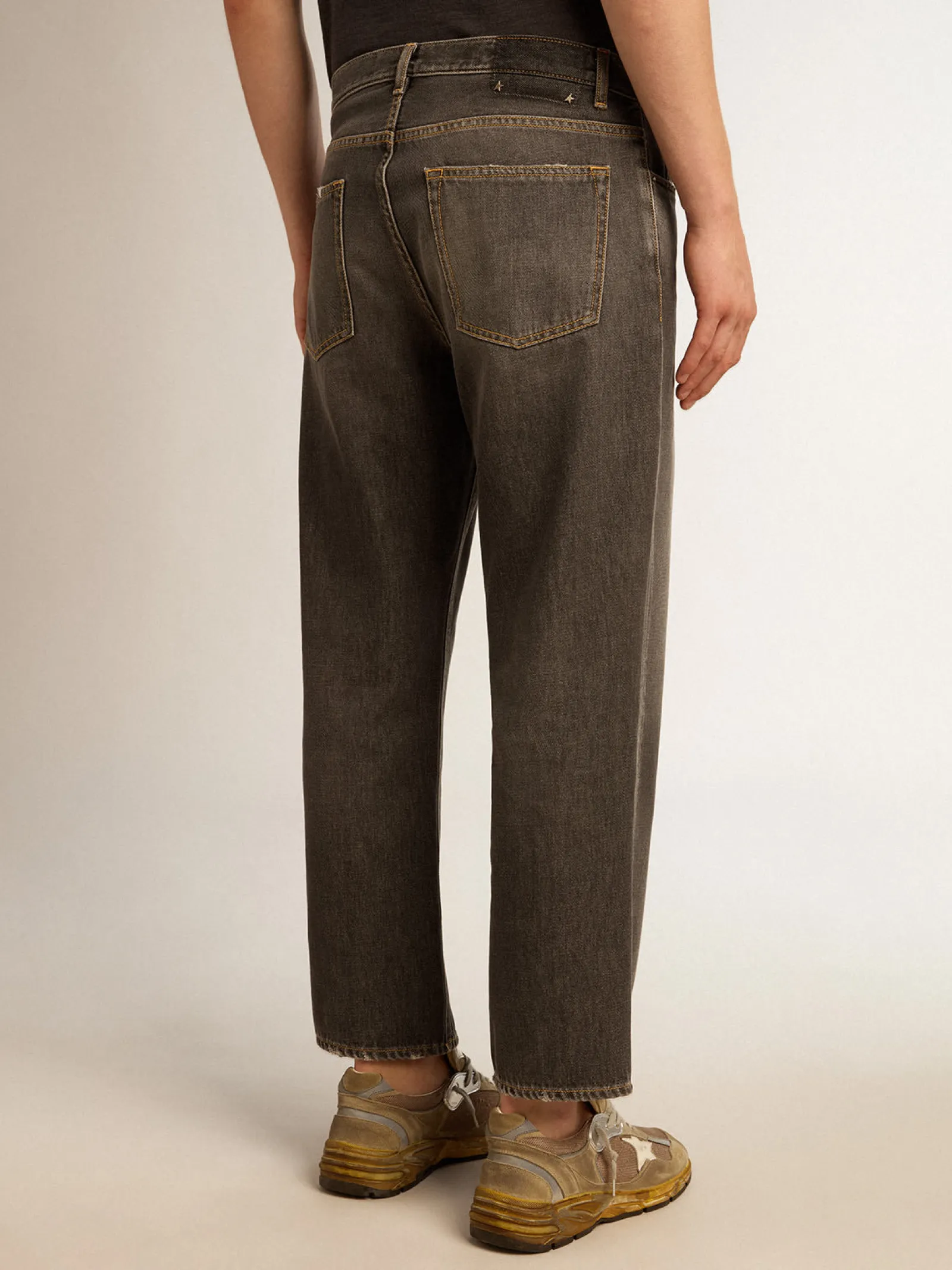 Flash Sale Golden Goose Calça jeans preta masculina com efeito desbotado Golden Collection