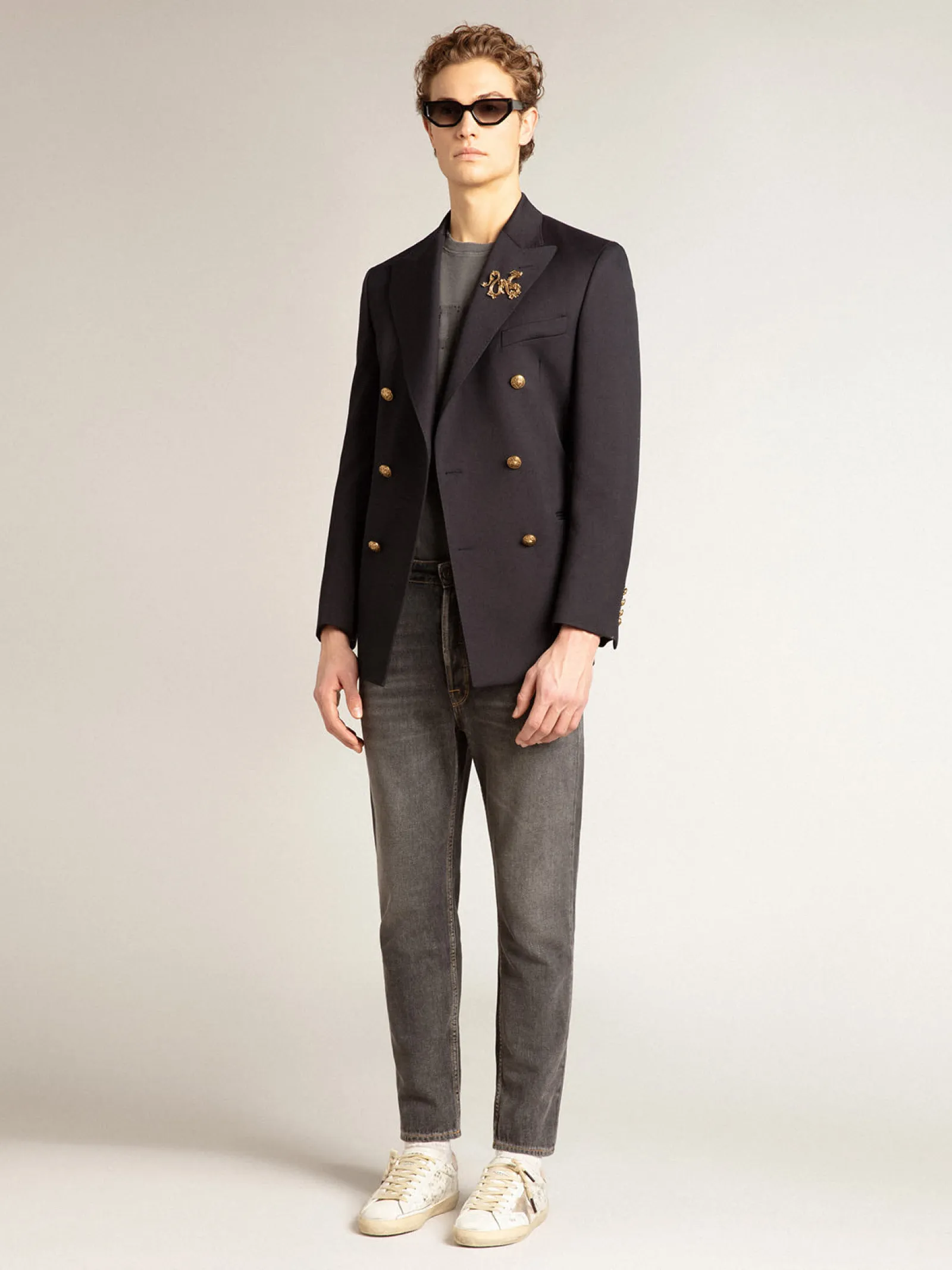 Hot Golden Goose Calça jeans preta masculina com bolso impresso Cor: preto