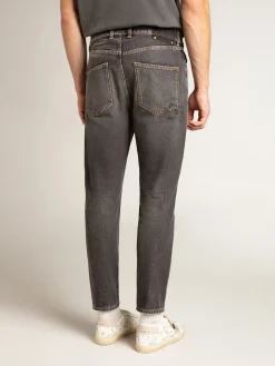 Hot Golden Goose Calça jeans preta masculina com bolso impresso Cor: preto