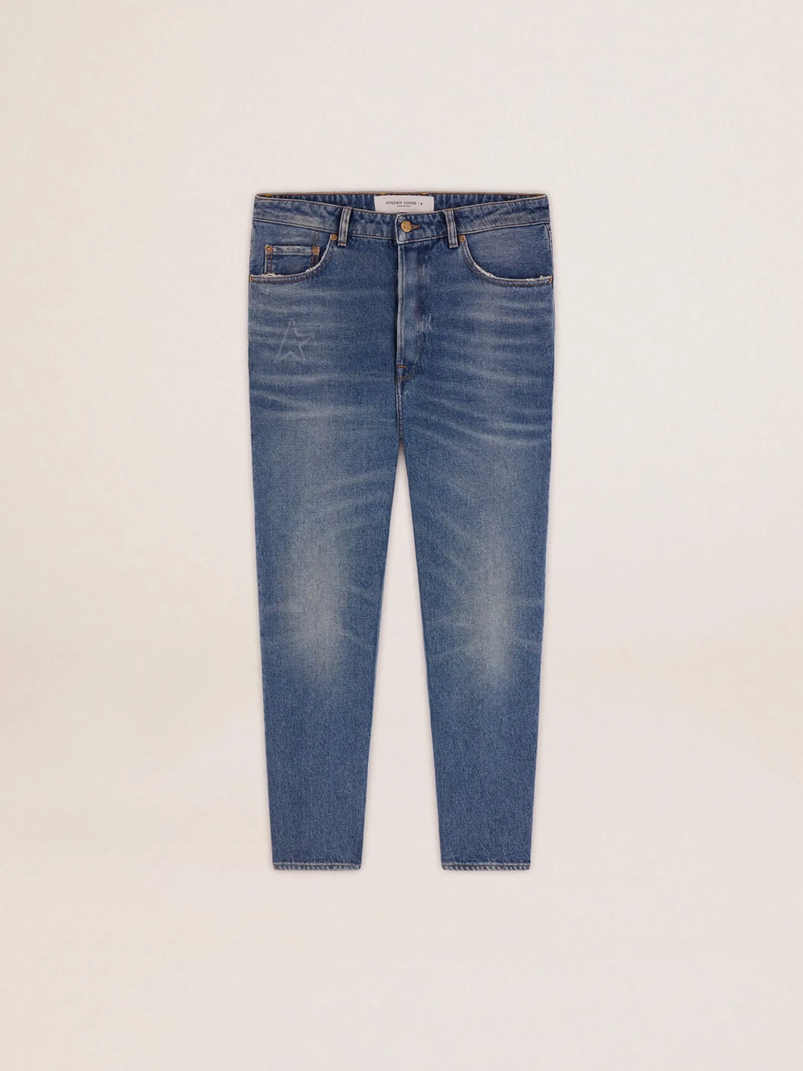 Best Sale Golden Goose Calça jeans slim masculina com lavagem média Cor: azul