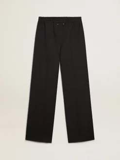 Sale Golden Goose Calça jogging de gabardine de lã azul-escura Golden Collection
