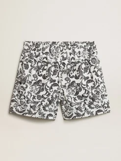 Discount Golden Goose Calção boxer com estampa branca e preta all-over Coleção Resort
