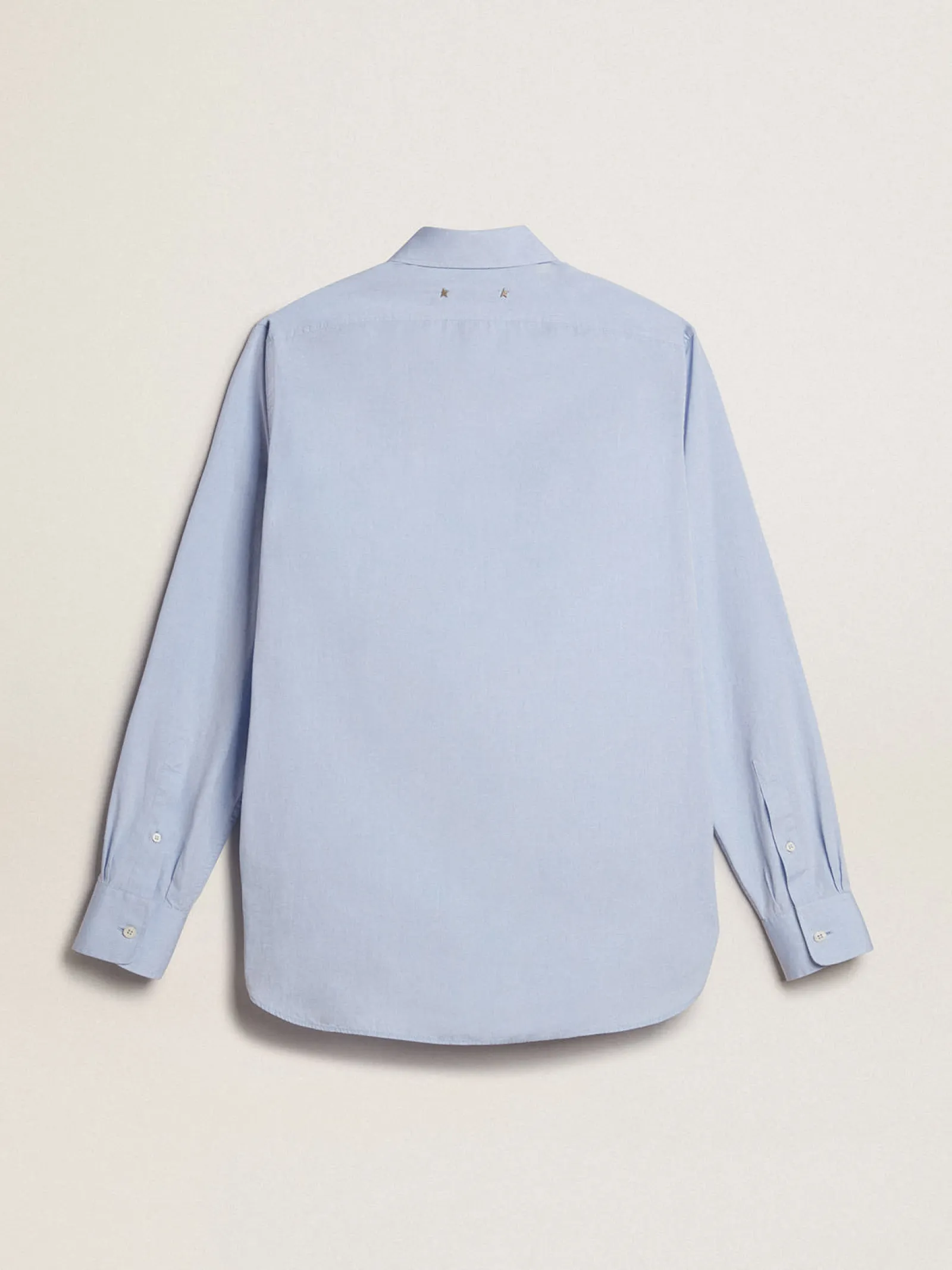 Best Sale Golden Goose Camisa azul bebê de algodão com bordado no bolso Coleção Journey