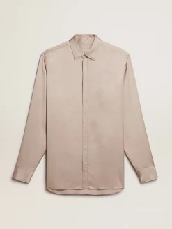 Outlet Golden Goose Camisa boyfriend de viscose rosa pó Coleção Journey