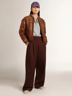 Store Golden Goose Camisa boyfriend feminina com listras cor de água Cor: água