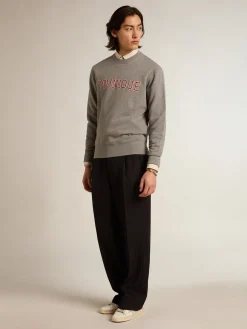 Store Golden Goose Camisa branca masculina de algodão com estampa de listras bege Coleção Journey