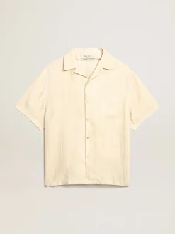 Cheap Golden Goose Camisa de linho de manga curta cor de pergaminho Cor: pergaminho