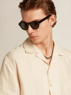Cheap Golden Goose Camisa de linho de manga curta cor de pergaminho Cor: pergaminho