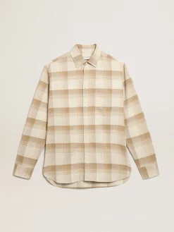 Discount Golden Goose Camisa de modelagem slim cor de pimenta e areia escura Cor: pimenta e areia escura