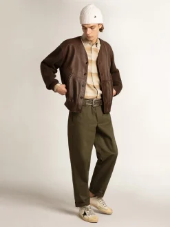 Discount Golden Goose Camisa de modelagem slim cor de pimenta e areia escura Cor: pimenta e areia escura